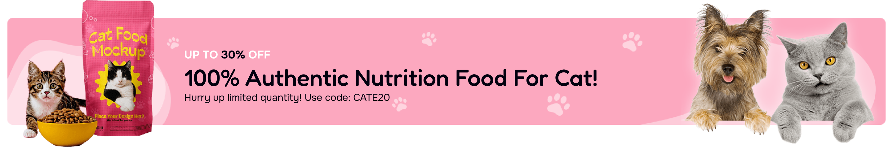 100% Authentic Nutrition Food For Cat! Banner
